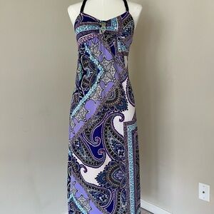 Elegant Purple Paisley Maxi Dress